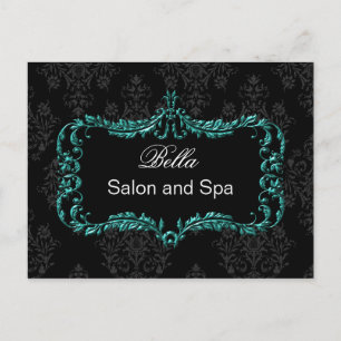 aqua damask or business ThankYou Cartes