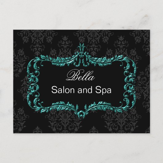 aqua damask or business ThankYou Cartes (Devant)
