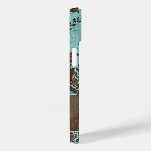 Aqua Damask Patroon met Monogram Case-Mate iPhone Case (Achterkant / Rechts)