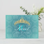 Aqua Damask Sweet 16/ invitations tiara/turquoise (Debout devant)