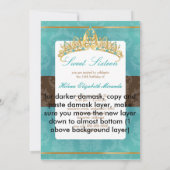 Aqua Damask Sweet 16/ invitations tiara/turquoise (Dos)