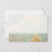 Aqua Damask Wedding Response Kaart (Achterkant)