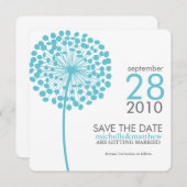 Aqua Dandelion sparen de Mededelingen van de Datum Save The Date (Voorkant / Achterkant)