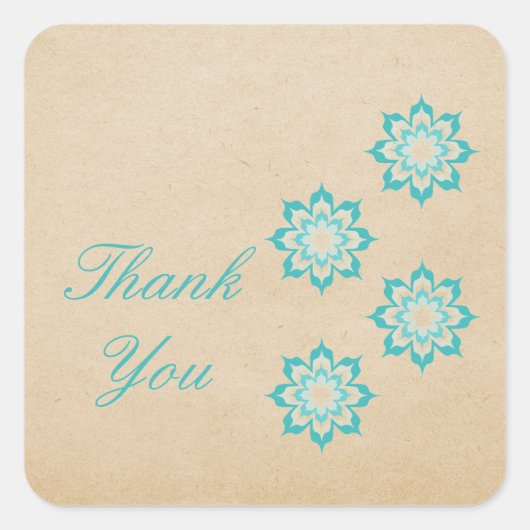 Aqua Daring Floral Blooms Stickers Merci (Devant)