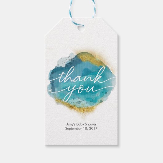 Aqua de plage et étiquettes de Merci d'or préférée (Devant)