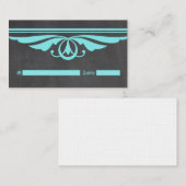 Aqua Deco Chalkboard Place Card Plaatskaartje (Voorkant / Achterkant)