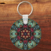 Aqua Delight Kaleidoscope Mandala Sleutelhanger (Voorkant)