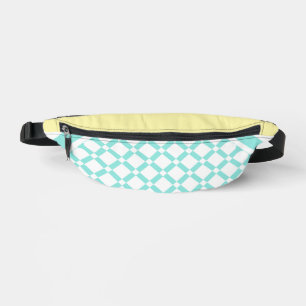 Aqua Diamond Check Patroon met Zacht Geel Heuptasje