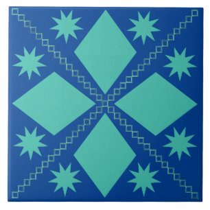 Aqua Diamond Fun   Blauwe achtergrond   Tegeltje