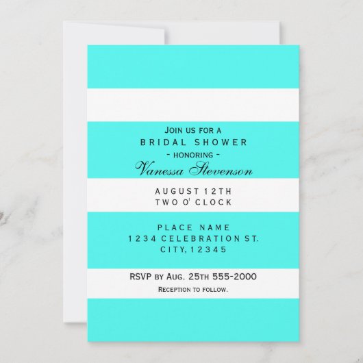 Aqua Dikke Chunky Stripes Moderne Uitnodigingen (Voorkant)