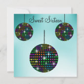 Aqua DISCOBALL SWEET SIXTEEN INVITATION (Devant)