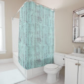 Aqua Distressed Rustic Barn Wood Douchegordijn (In situ)