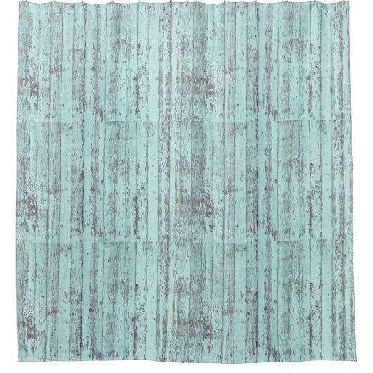 Aqua Distressed Rustic Barn Wood Douchegordijn (Voorkant)