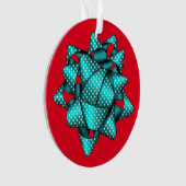 Aqua Dotted Bow Kerstmis Acrylisch Ornament (voorkant)