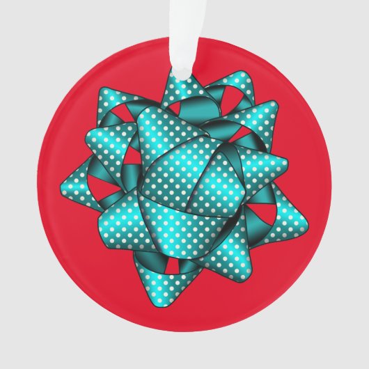 Aqua Dotted Bow Kerstmis Acrylisch Ornament (voorkant)