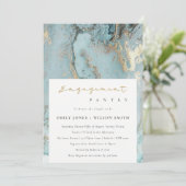AQUA DUSKY BLUE GOLD AGATE COUPLES SHOWER INVITE BEDANKKAART (Staand voorkant)