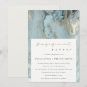 AQUA DUSKY BLUE GOLD AGATE COUPLES SHOWER INVITE BEDANKKAART (Voorkant / Achterkant)