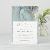 AQUA DUSKY BLUE GOLD AGATE INVITATION FÊTE DES MAR (Debout devant)