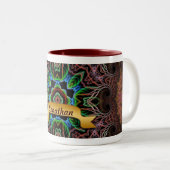 Aqua Earth Fractal Art Custom Name Mok (Voorkant rechts)