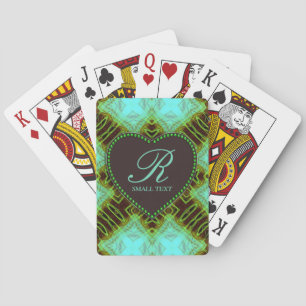 Aqua Earthy Love Chocolate Monogram Heart Kaarten