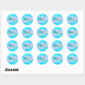 Aqua Edge Rainbow Wave Ombre Folie Monogram Ronde Sticker (Vel)