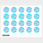 Aqua Edge Rainbow Wave Ombre Signed Copy Ronde Sticker (Vel)