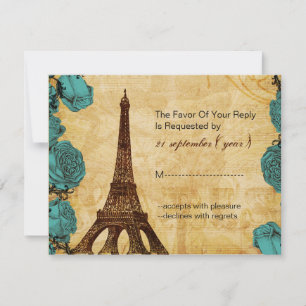aqua  eiffeltoren Paris bruiloft rsvp Kaartje