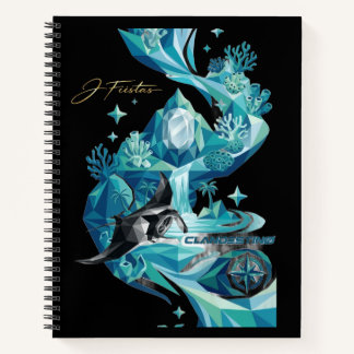 “Aqua Elegance – Manta Ray Luxury Black Notebook” Notitieboek