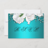 Aqua Elegant Blanc Floral Mariage RSVP (Devant)