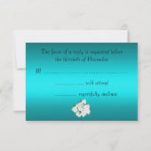 Aqua Elegant Blanc Floral Mariage RSVP (Dos)