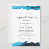 aqua élégant et mariage noir invitations (Devant)