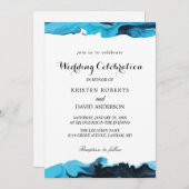 aqua élégant et mariage noir invitations (Devant / Derrière)
