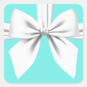 Aqua Elegant Fancy Tiffany Birthday Tableware Vierkante Sticker (Voorkant)