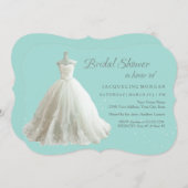 Aqua Elegant Mariage Gown Bridal Shower Invitation (Devant / Derrière)
