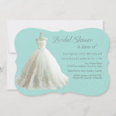 Aqua Elegant Mariage Gown Bridal Shower Invitation (Devant)