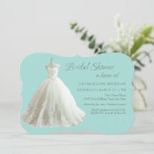 Aqua Elegant Mariage Gown Bridal Shower Invitation (Debout devant)