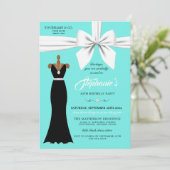 Aqua Elegant Mode Tiffany Invitation Anniversaire (Debout devant)