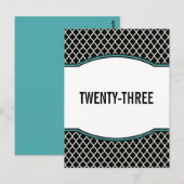 Aqua Elegant Quatrefoil Numéro de table Carte post (Devant / Derrière)