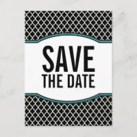 Aqua Elegant Quatrefoil Save the Date Briefkaart