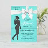 Aqua Elegant Tiffany Invitation Anniversaire (Debout devant)