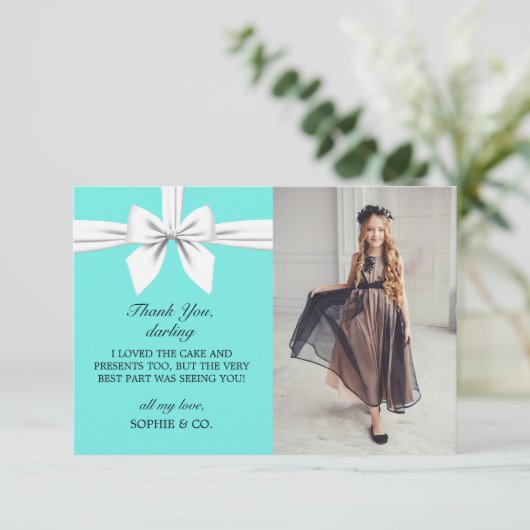 Aqua Elegante Tiffany Thema Feestelijke Bedankt Ka (Staand voorkant)