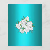 Aqua elegantie, witte rozen budget bruiloft uitnod flyer (Achterkant)