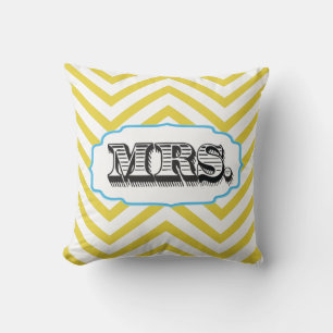 Aqua & elke kleur Mrs Bride Zig Zag Pattern Pillow Kussen