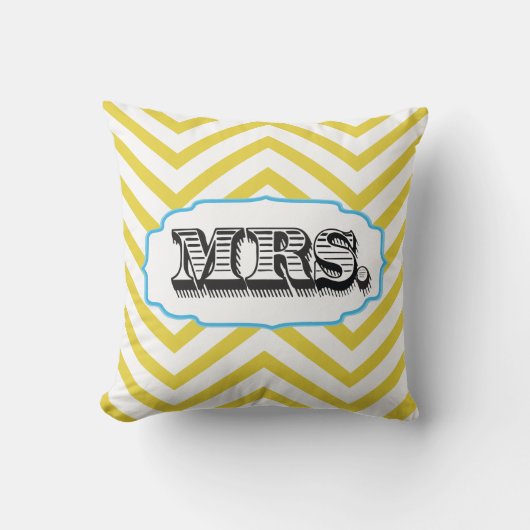 Aqua & elke kleur Mrs Bride Zig Zag Pattern Pillow Kussen (Voorkant)