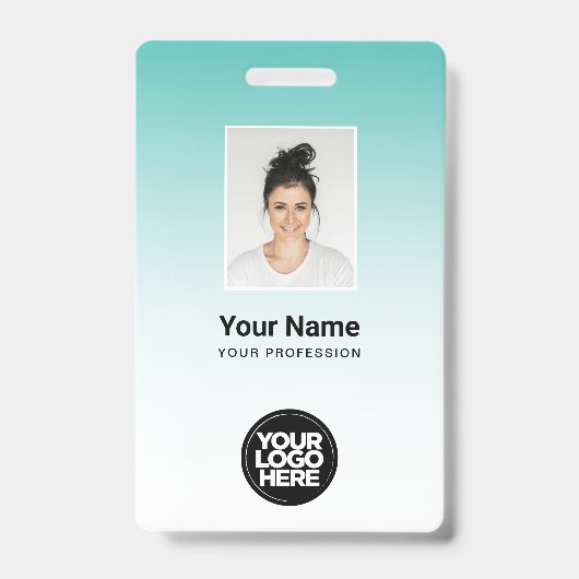 Aqua Employee Fotobalk Code Naam Logo Gradiënt Badge (Voorzijde)
