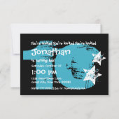 AQUA en BLACK 10th Birthday Grunge Party Kaart (Achterkant)