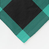 Aqua en Black Buffalo Check Monogram Fleece Deken (Hoek)