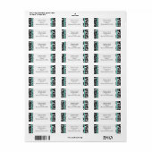 Aqua en Black Damask Swirls Adresetiketten Etiket (Full Sheet)
