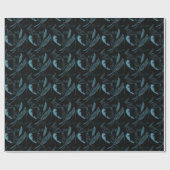 Aqua en Black Feathers Cadeaupapier (Vlak)