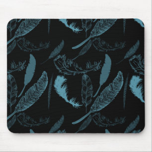 Aqua en Black Feathers Muismat